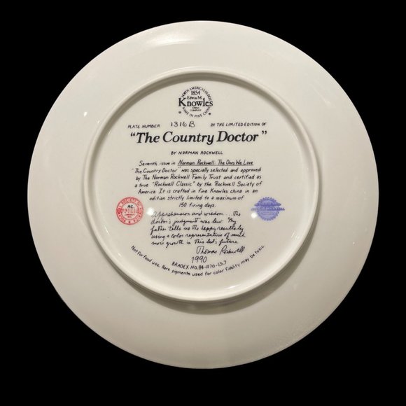 Vintage Knowles Collector Plate "The Country Doctor" by Norman Rockwell - Picture 2 of 3